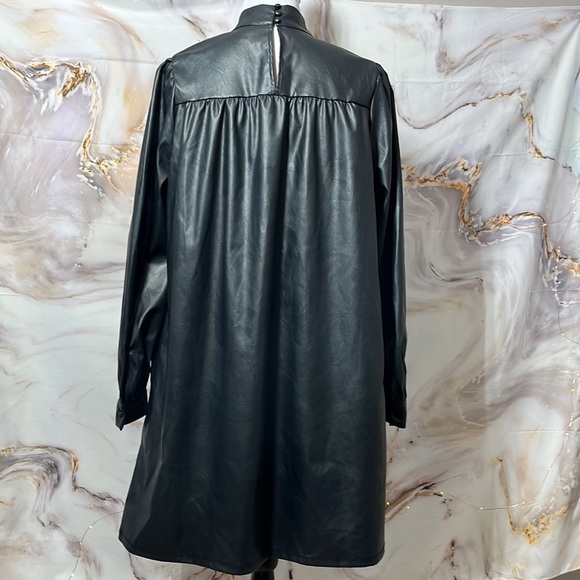 Who What Wear Faux Leather Long Sleeve Turtleneck Dress with Button Closure sz M - Picture 7 of 16